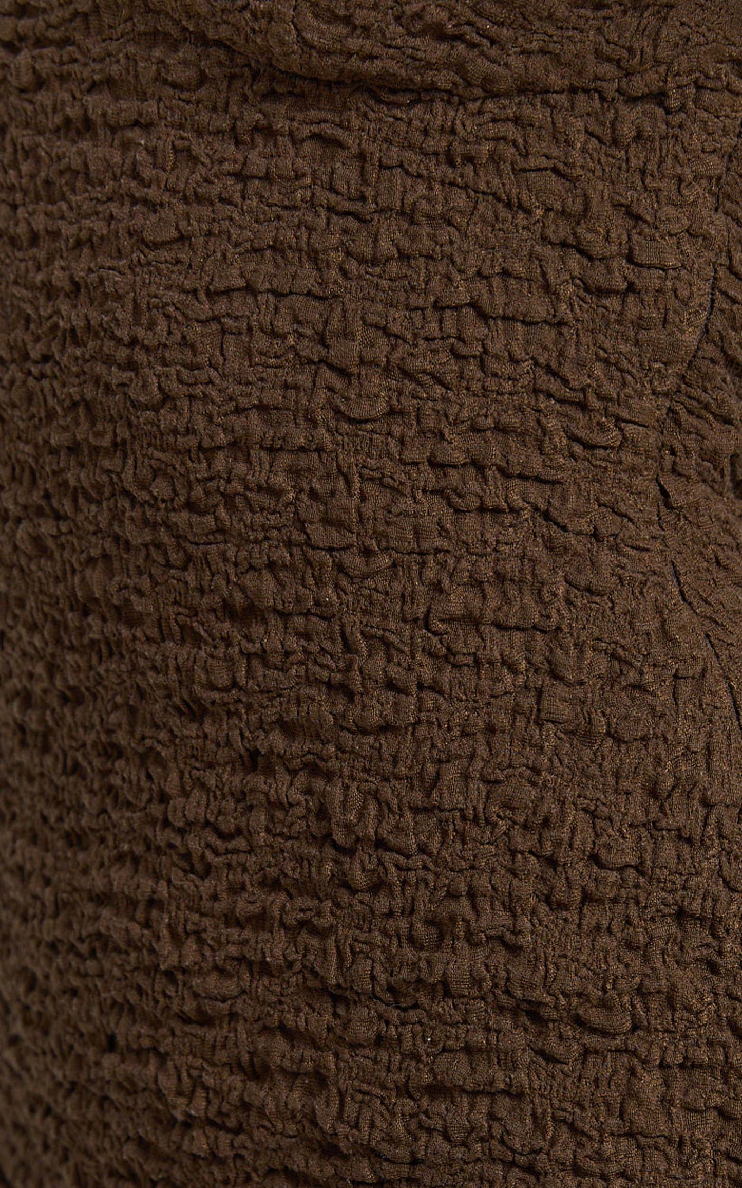 Portia Mini Dress - V Neck Textured Jersey Bodycon Mini Dress in Chocolate