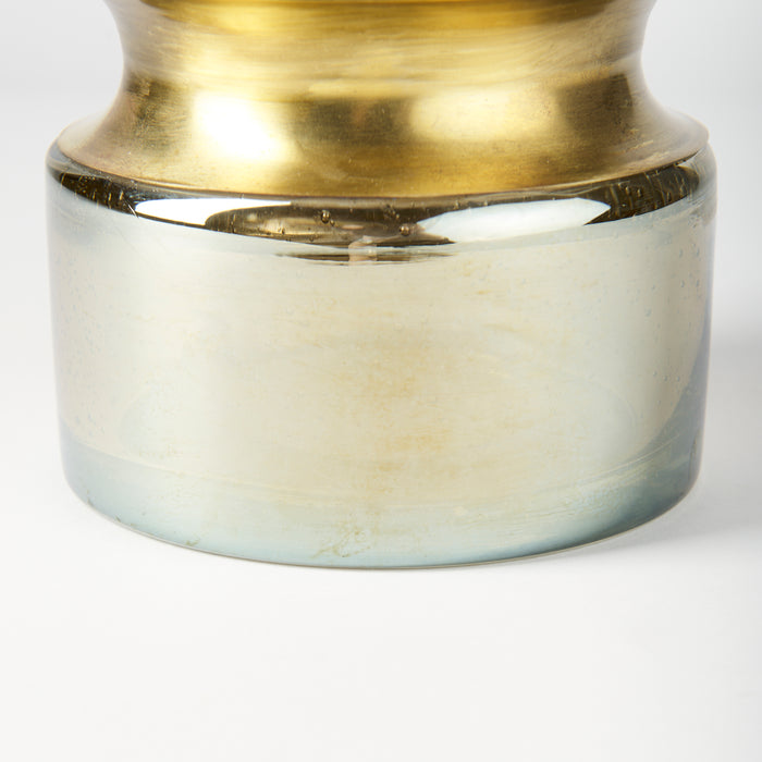 Adriatic I Small Brushed Gold Metal Glass Vase