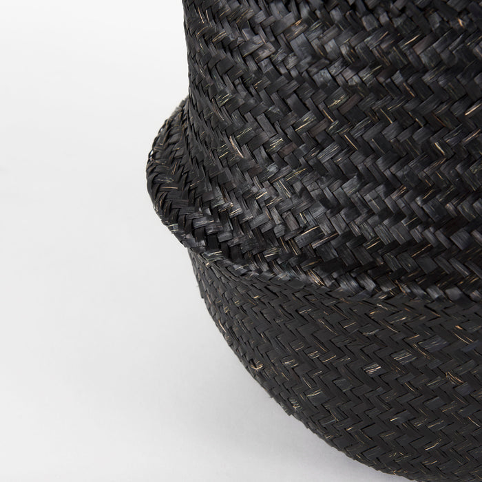 Ella 9.8L x 9.8W x 11.0H (Set of 3) Black Seagrass Basket W/ Light Brown Handles