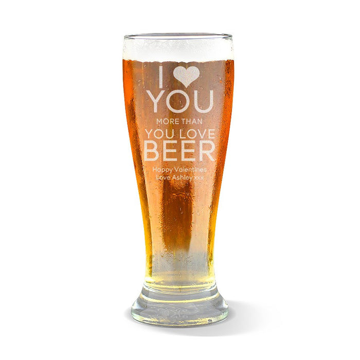 Love You Premium 285ml Beer Glass