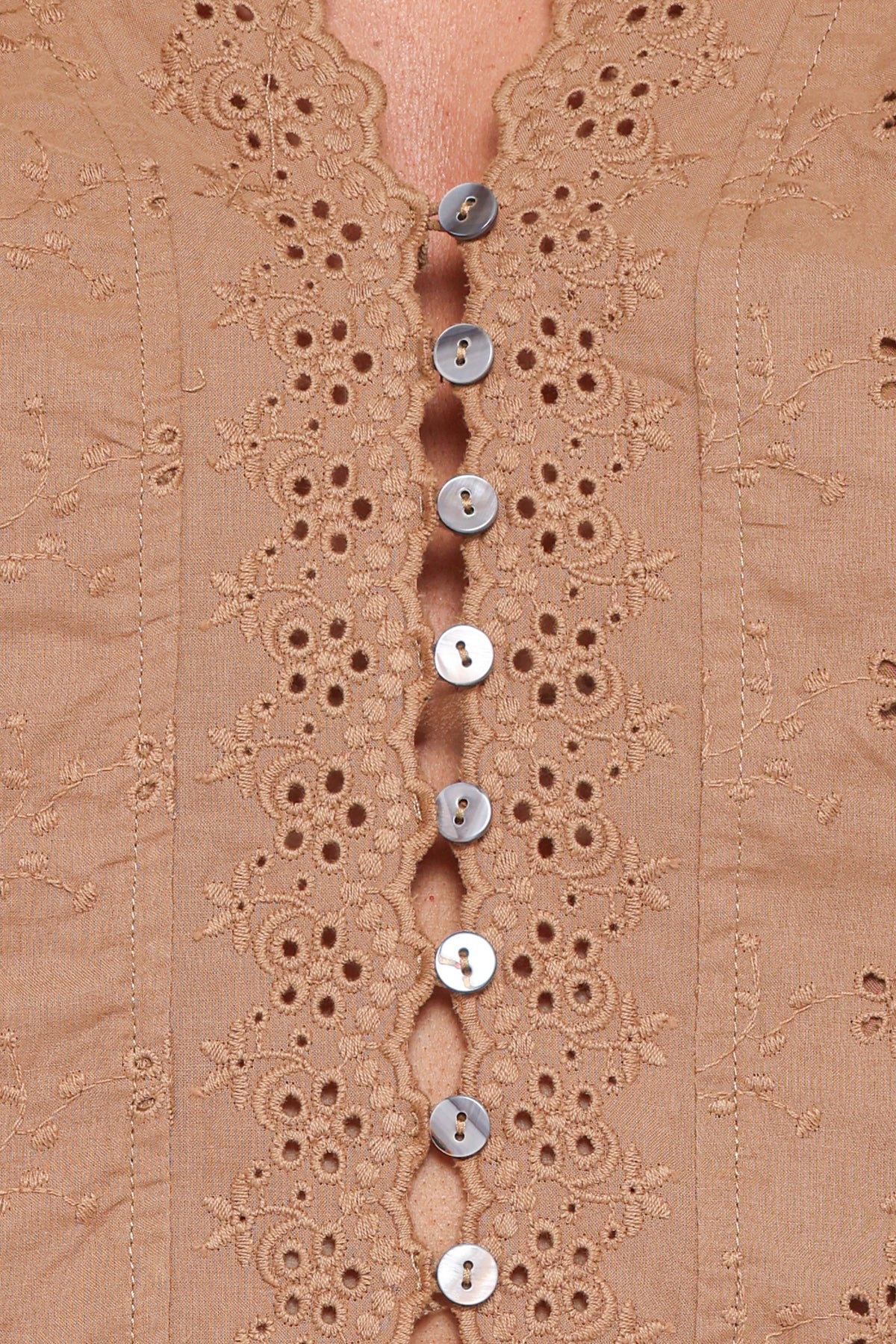 Lorraine Eyelet Top - Brown