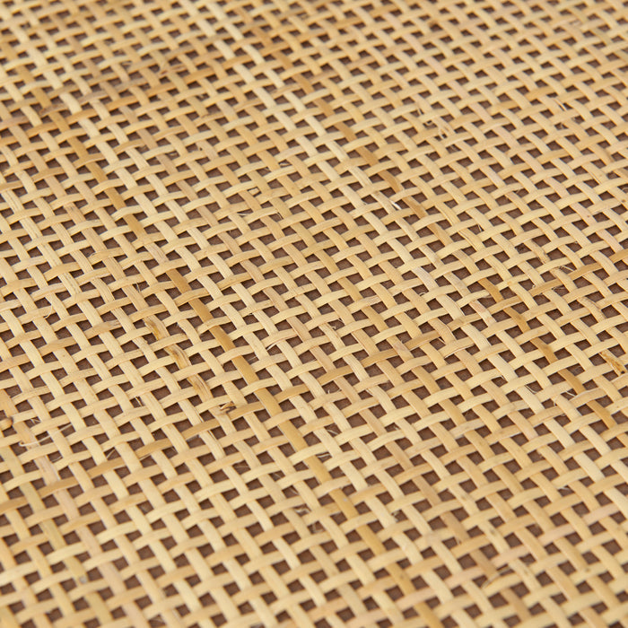 Silas Cane and Medium Brown Wood Rectangular Tray