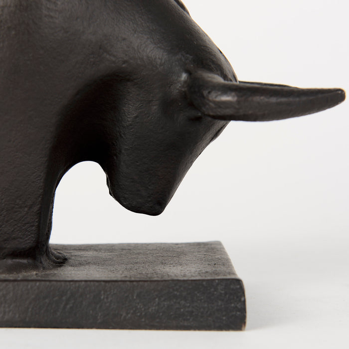 Tauro III (Set of 2) 10L x 5W Black Cast Aluminum Raging Bull Bookends