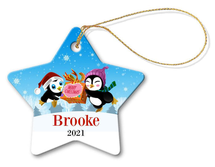 Two Penguins Star Decoration