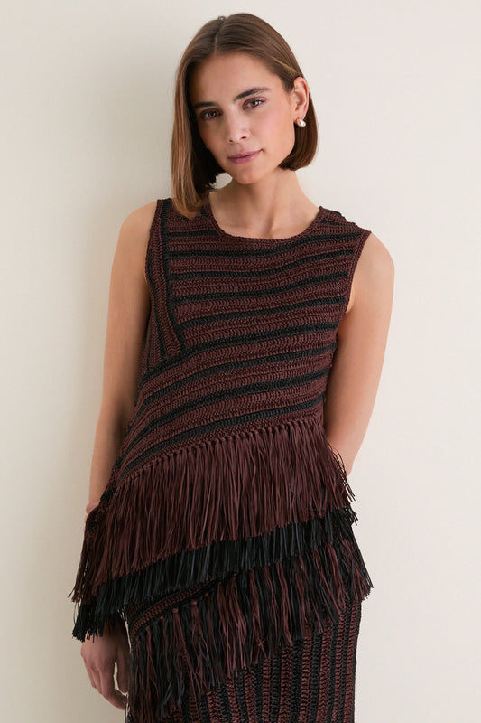 Chocolate Brown and Black Beja Crochet Top