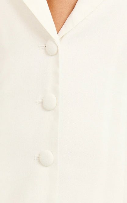 Sammie Mini Dress - Backless Halter Neck Linen Dress in Off White