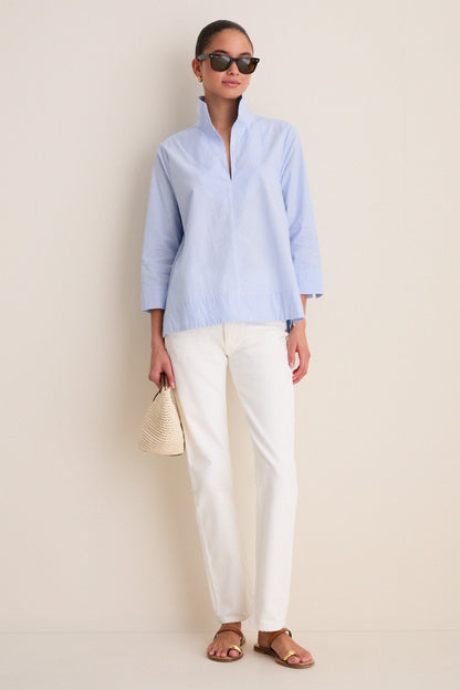Blue Margot Stand Collar Blouse