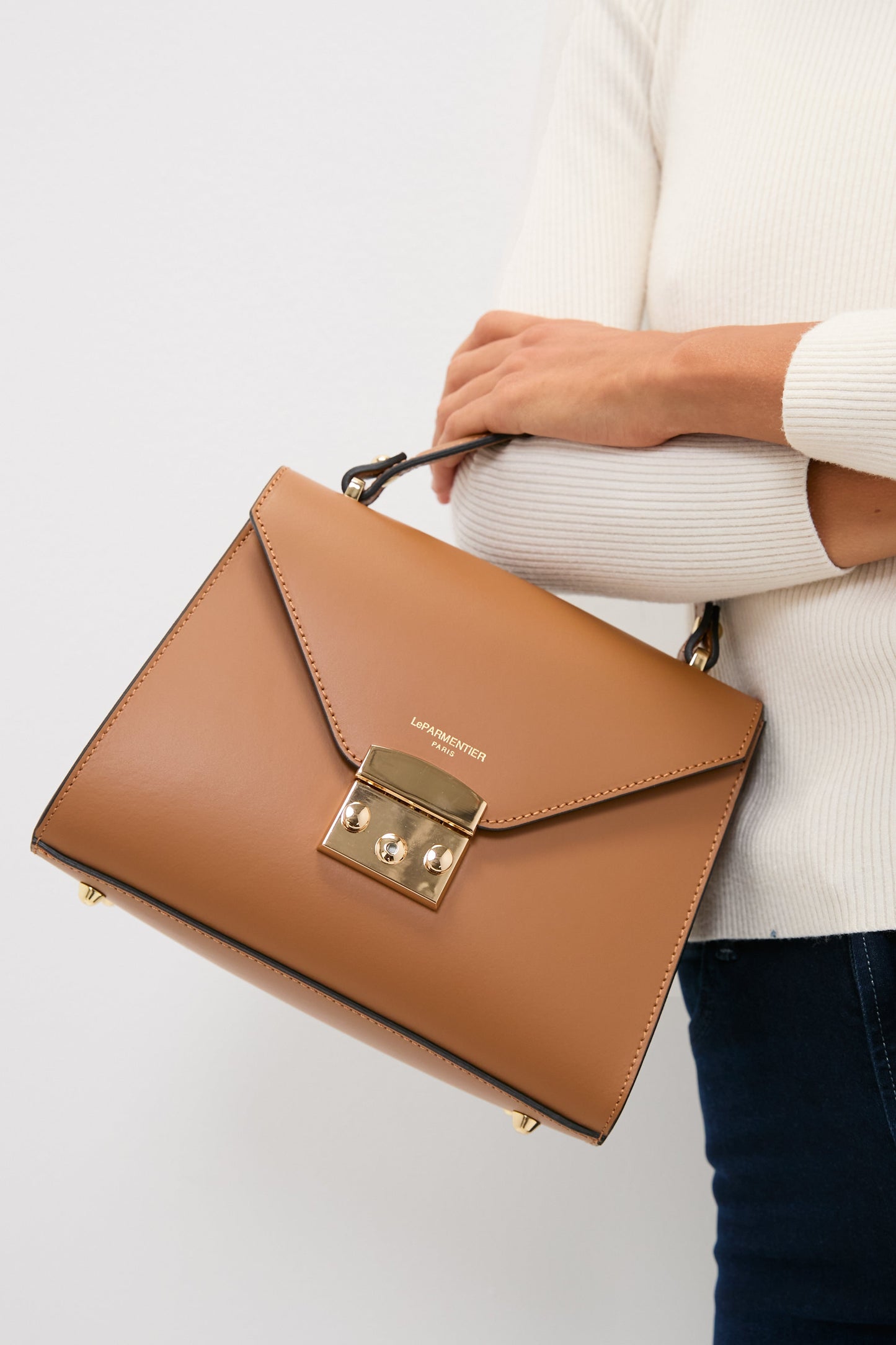 Caramel Peggy Top Handle Satchel Bag