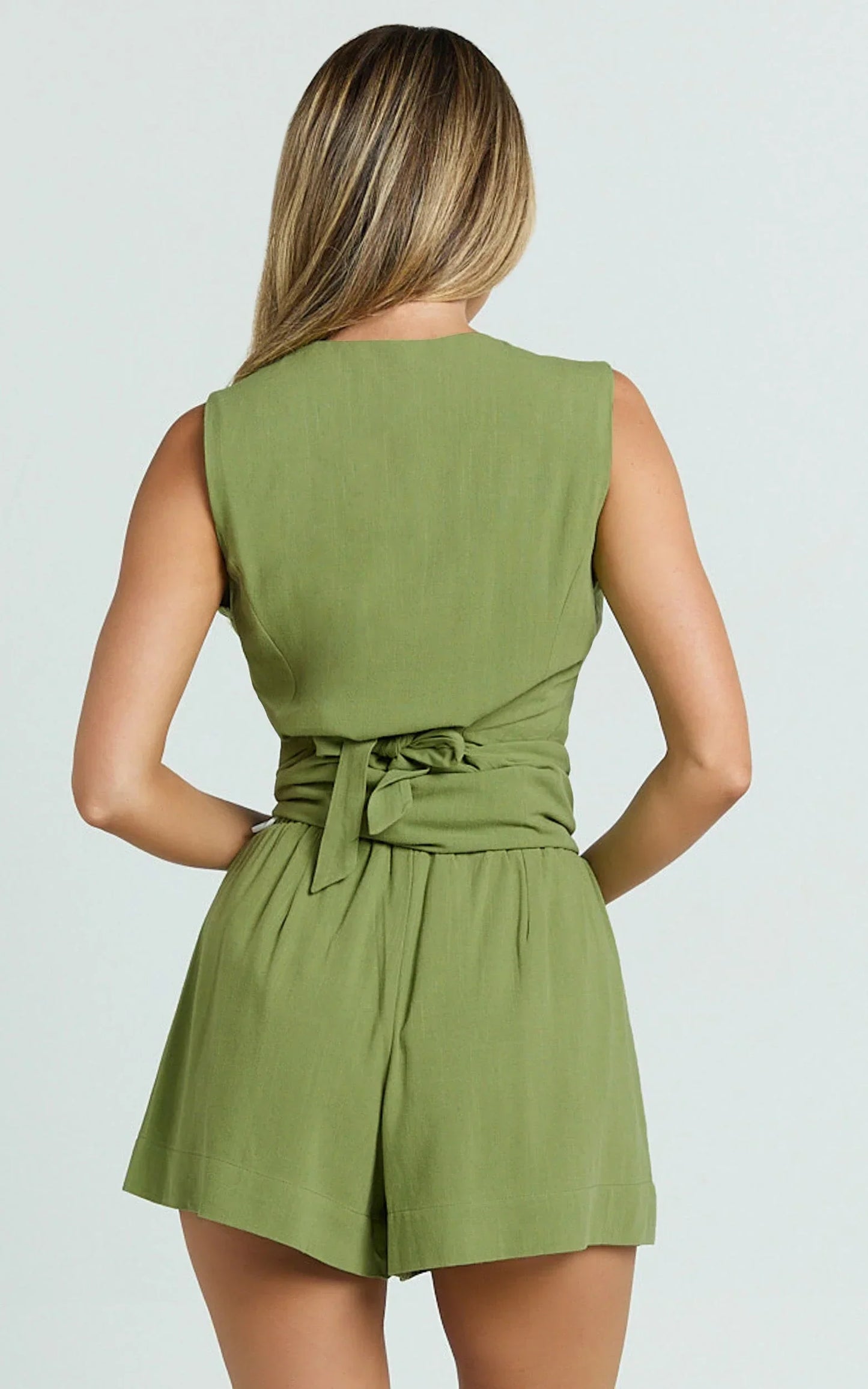 Olivia Shorts - Drawstring Relaxed Linen Shorts in Sage