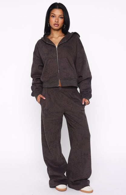 Hiding Away Wide Leg Sweatpants Dark Camo
