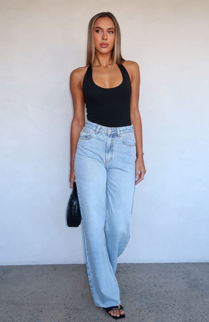 Alana High Waisted Straight Leg Jeans Light Blue