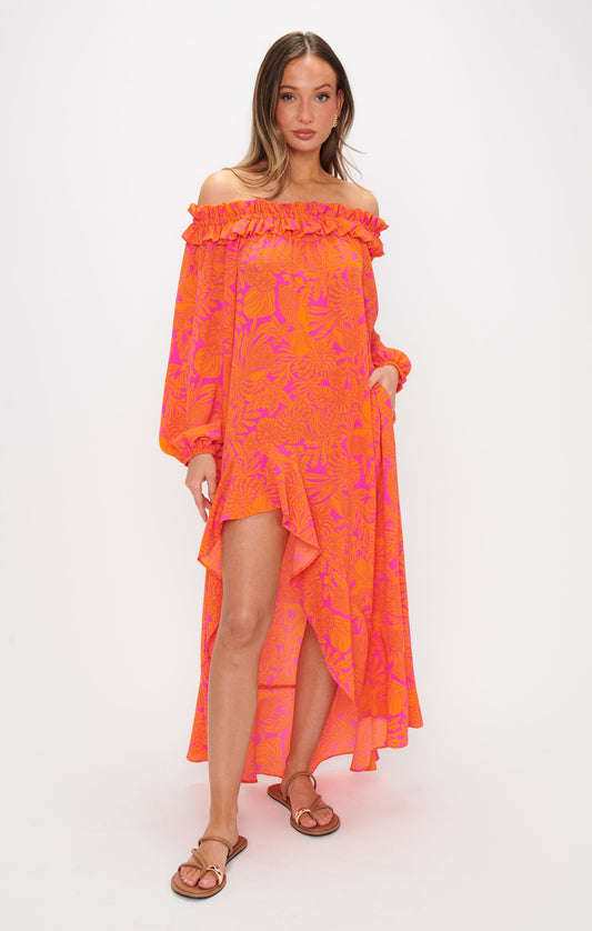 Bobbi Maxi Dress ~ Fuchsia Shells Pebble