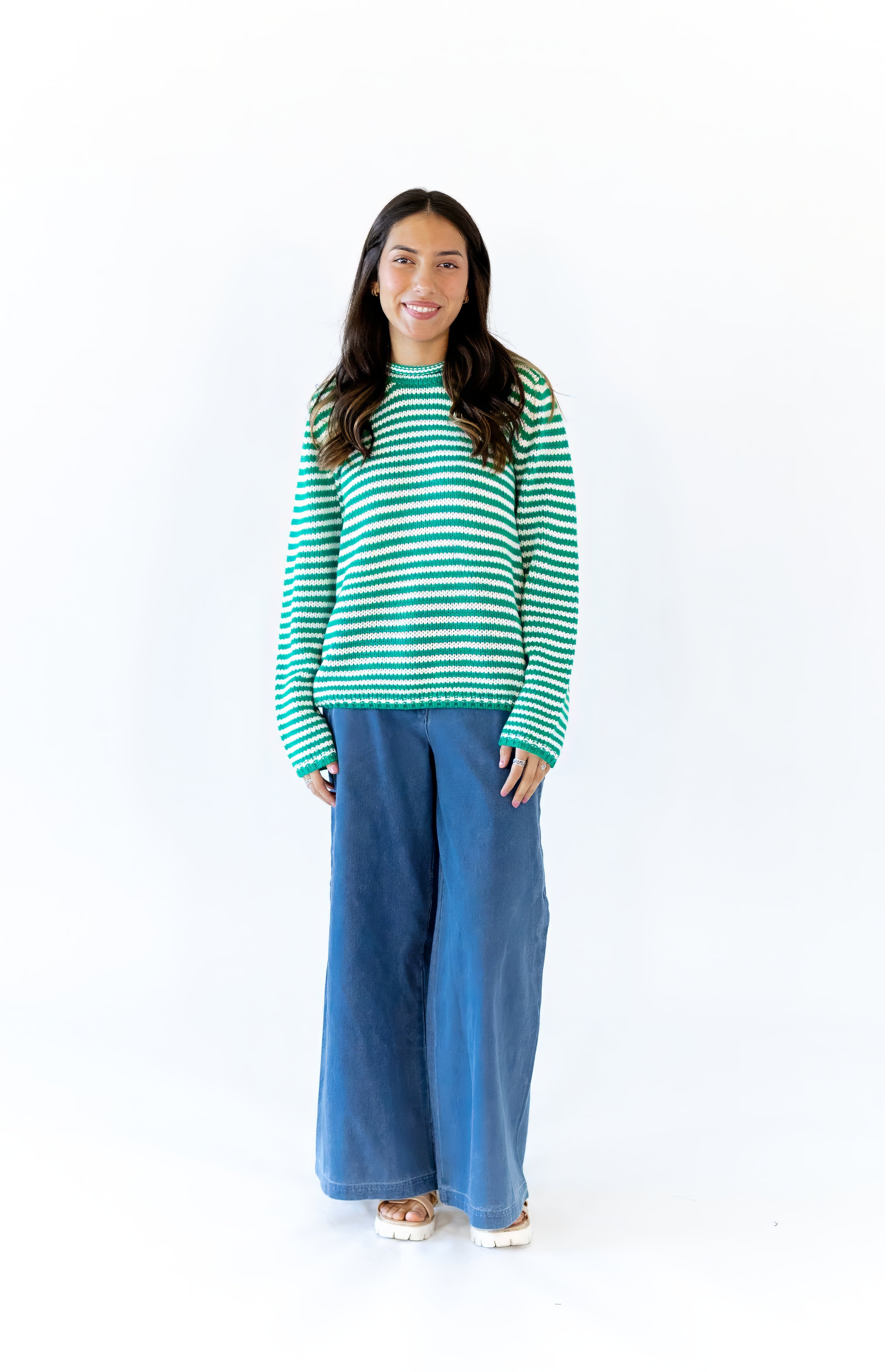 Jenny Cozy Stripe Sweater · Green