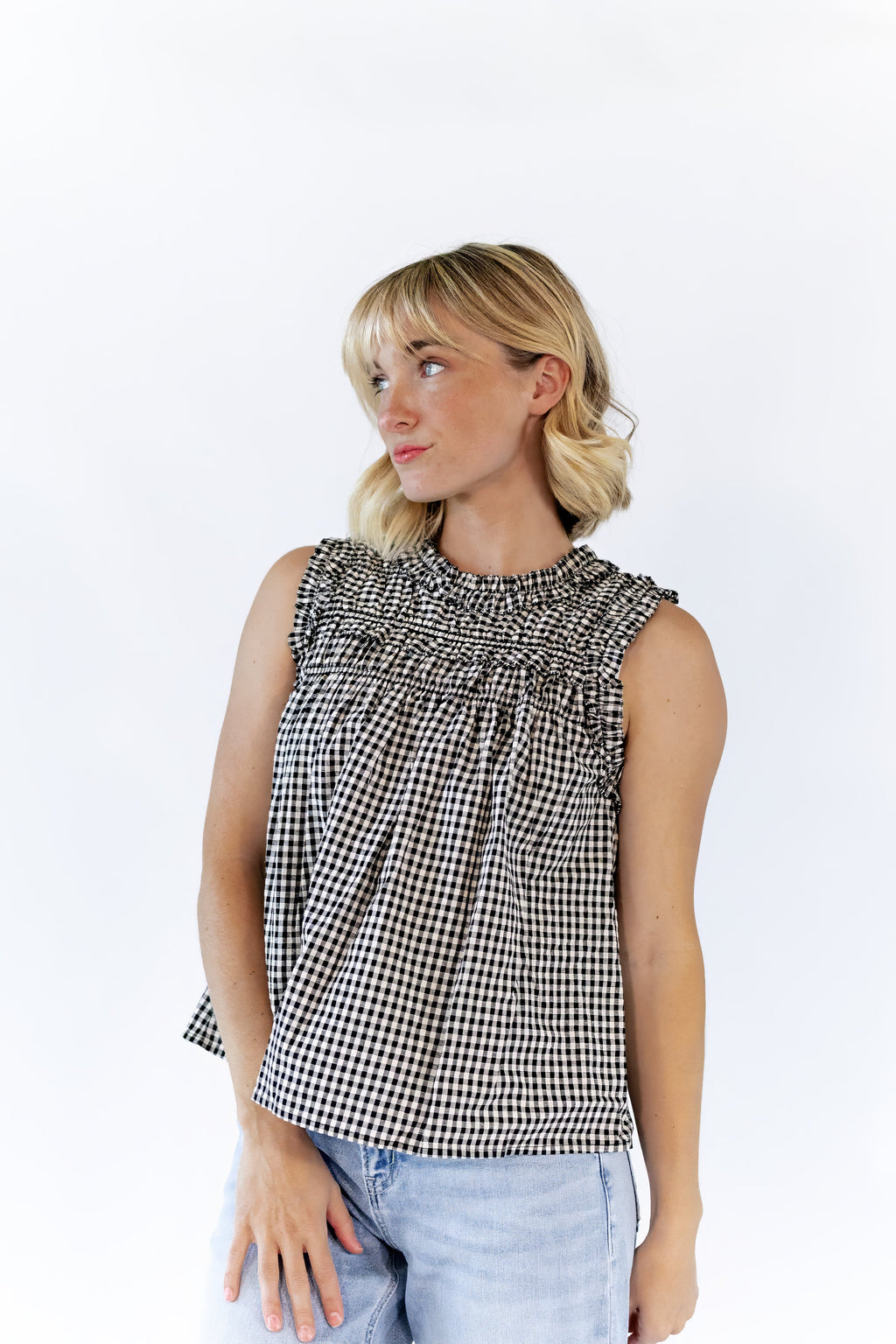 Johanna Gingham Ruffle Top