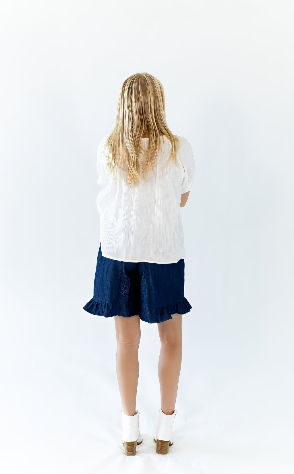 Halow Ruffled Denim Shorts
