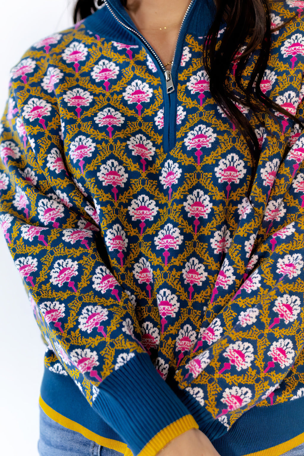 Wilkey Mosaic Half-Zip · Navy