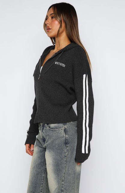 Next One Up Knit Hoodie Charcoal
