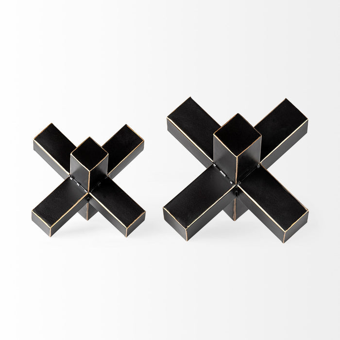 Abel (Small) 8L x 7W Black Metal Jack W/ Gold Accents