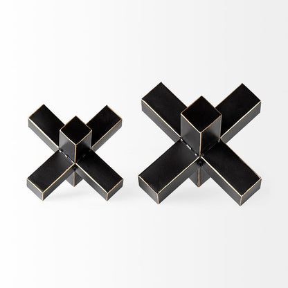 Abel (Small) 8L x 7W Black Metal Jack W/ Gold Accents