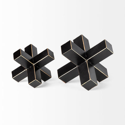 Abel (Small) 8L x 7W Black Metal Jack W/ Gold Accents
