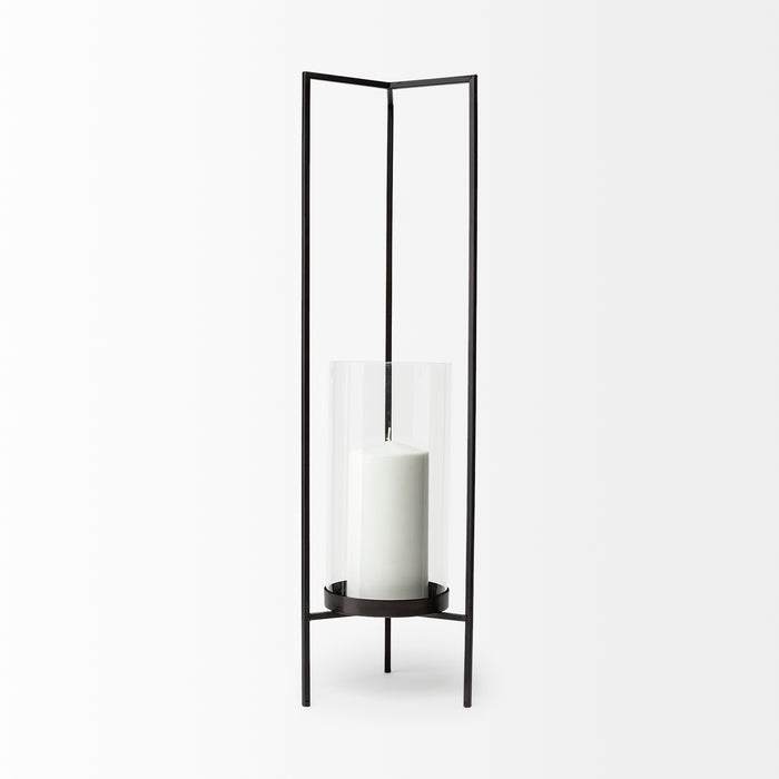 Abigail I Large Gunmetal Gray Metal Table Candle Holder