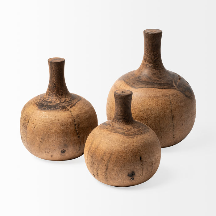 Afra Small Solid Wood Vase Shaped Decorative Object