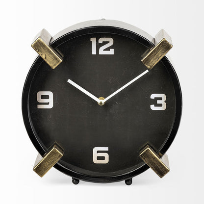 Agar Black Metal Round Table Clock
