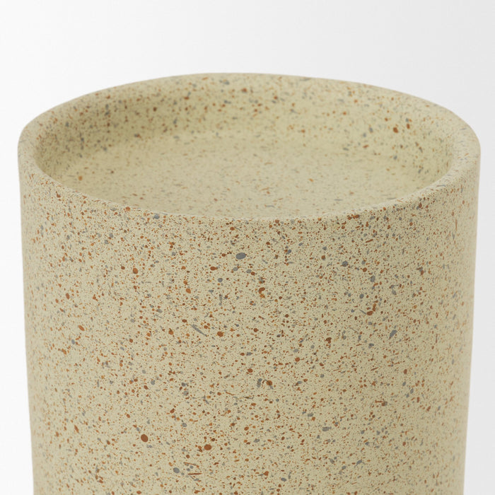 Akira Small Textured Beige Metal Pillar Candle Holder