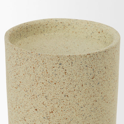 Akira Small Textured Beige Metal Pillar Candle Holder