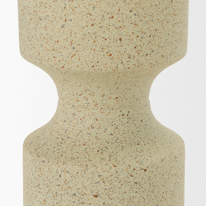 Akira Small Textured Beige Metal Pillar Candle Holder