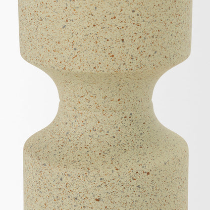 Akira Small Textured Beige Metal Pillar Candle Holder