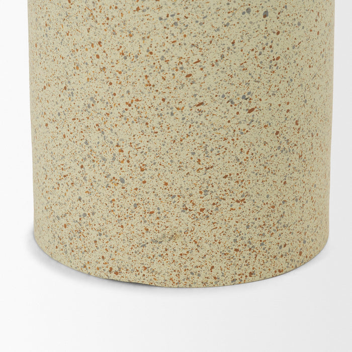 Akira Small Textured Beige Metal Pillar Candle Holder