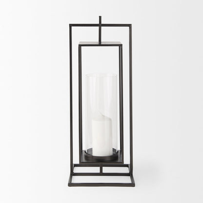 Albus I Large Black Metal Rectangular Table Candle Holder