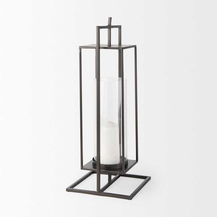 Albus I Large Black Metal Rectangular Table Candle Holder