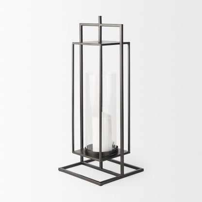 Albus I Large Black Metal Rectangular Table Candle Holder