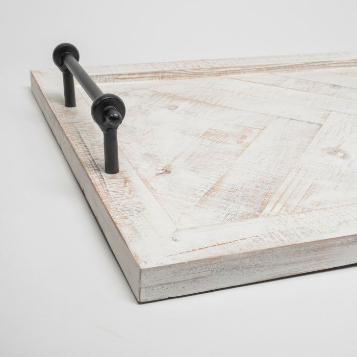 Alfred 35L x 16W Natural Wooden Herringbone Rectangular Tray