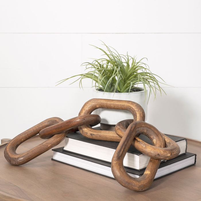 Alix 29L x 5W Brown Wooden Hand-Made 5 Link Chain