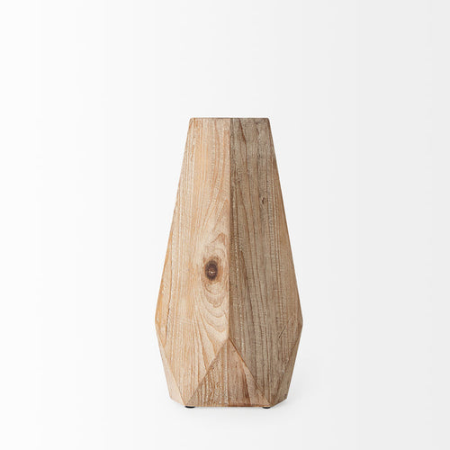 Allen II Small Natural Wooden Base Oval Vase
