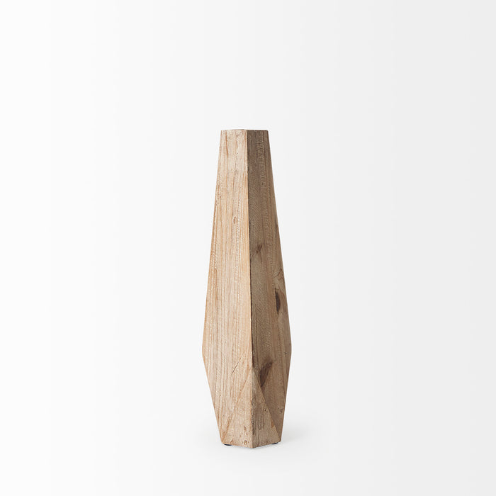 Allen II Small Natural Wooden Base Oval Vase