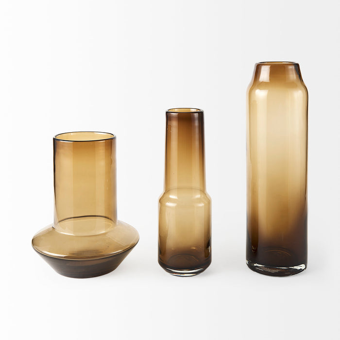 Amrita 4.1L x 4.1W x 11.9H Golden Brown Glass Vase