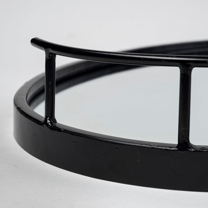 Ansel 20L x 14W Black Metal Mirrored Bottom Oval Serving Tray