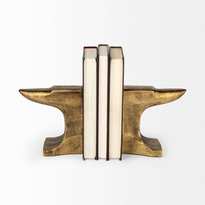 Anvilia (Set of 2) 12L x 3W Gold Anvil Shaped Bookends