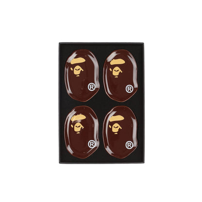 Ape Head Condiment Plate Set - Brown
