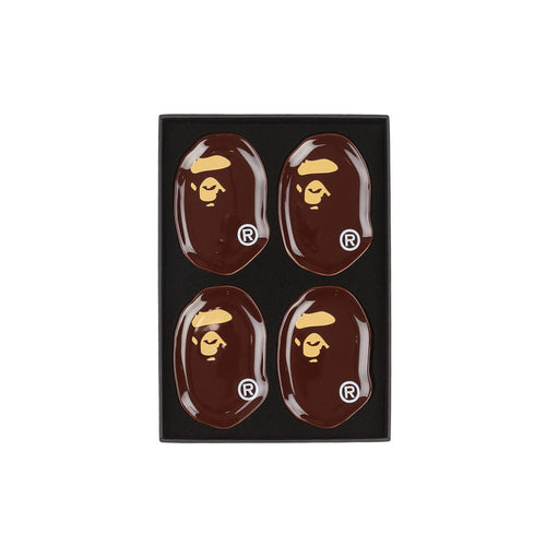 Ape Head Condiment Plate Set - Brown