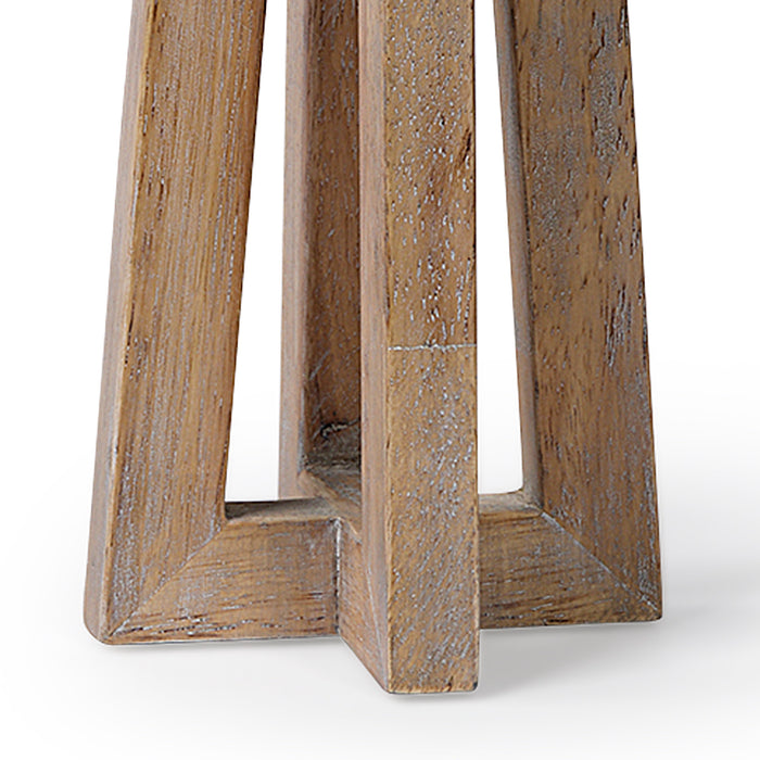 Astra Small Light Brown Wood Pedestal Base Table Candle Holder