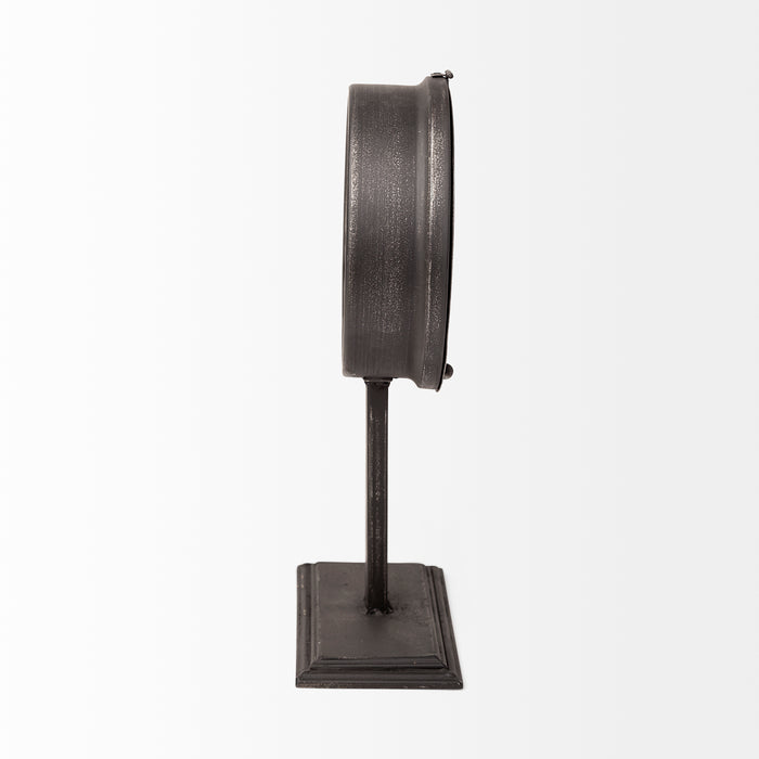 Attalack II Black Metal Round Face Table Clock