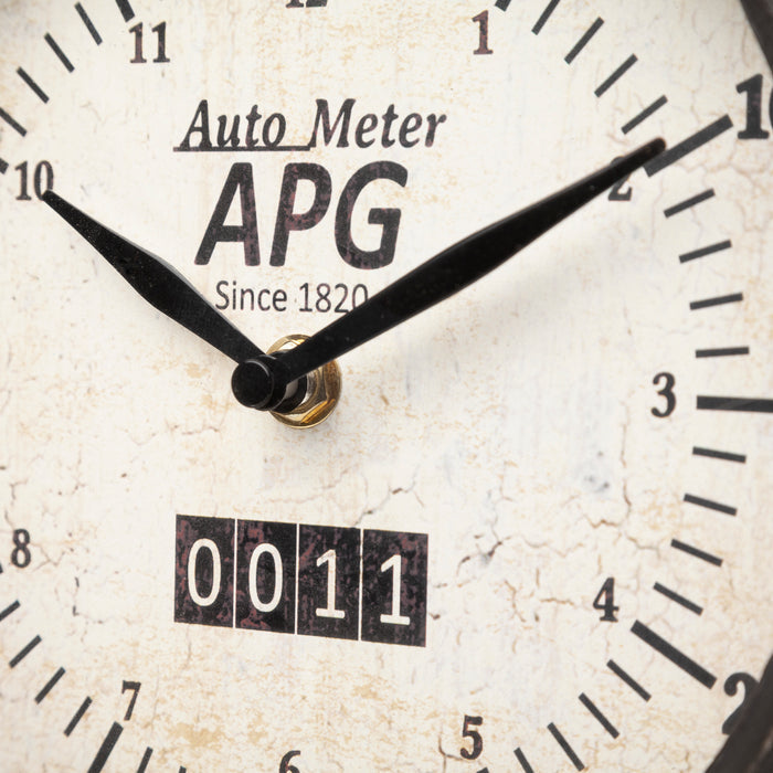 Attalack II Black Metal Round Face Table Clock