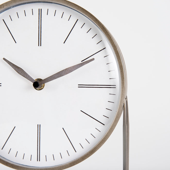 Aurus Matte Gray Metal Table Clock