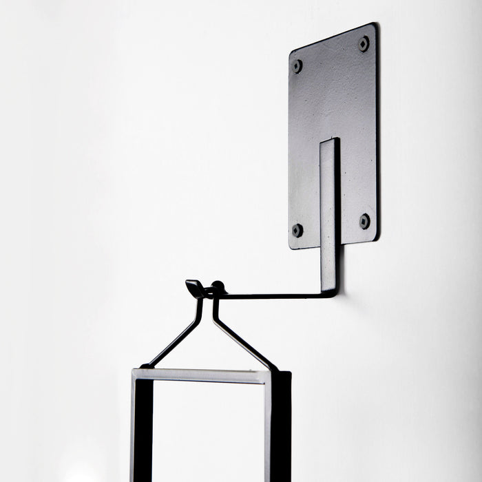 Avram 5.9L x 7.1W x 24.0H Black Metal Frame and Wood Hanging Candle Holder