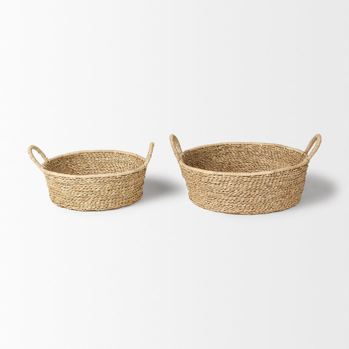 Ayanna Set of 2 Deep Nesting Seagrass Baskets w/ Handles